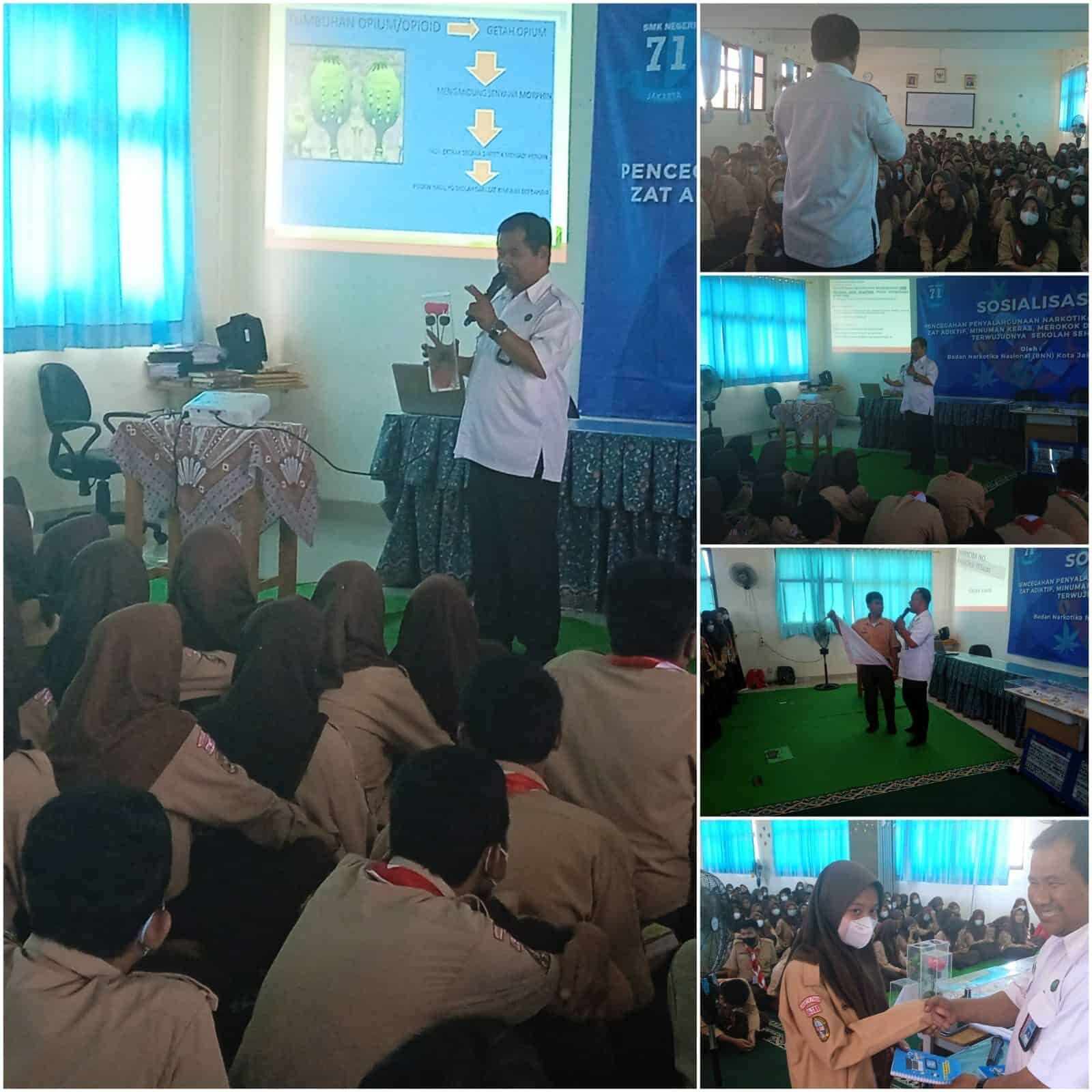 Penyuluh narkoba BNNK Jakarta Timur Lakukan Sosialisasi Pencegahan Narkoba, Rokok dan Napza SMKN 71 Jakarta Penyuluh narkoba BNNK Jakarta Timur Lakukan Sosialisasi Pencegahan Narkoba, Rokok dan Napza SMKN 71 Jakarta