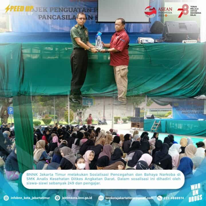 BNNK Jakarta Timur Lakukan Sosialisai Pencegahan dan Bahaya Narkoba di SMK Analis Kesehatan Ditkes AD